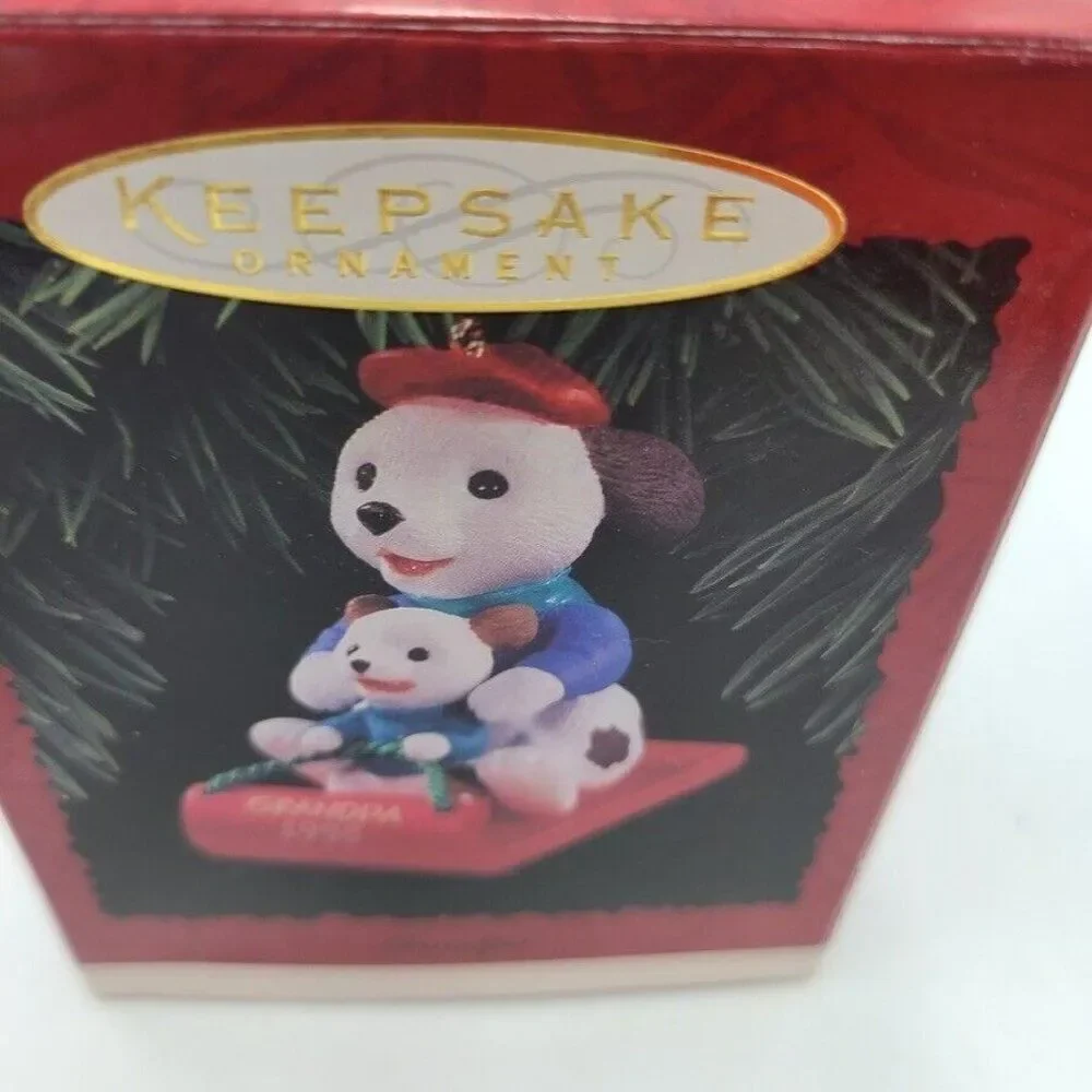 Vintage 90s Hallmark Grandma Christmas Ornament Grandpa Dogs Bears Lot 2